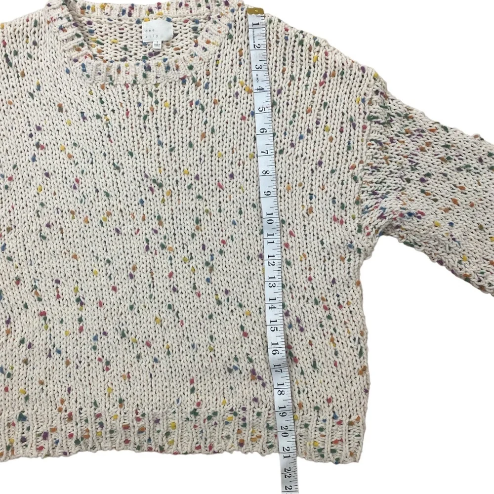 DEE ELLY Women’s Sweater Popcorn Funfetti Knit Distress Drop Shoulder Size Small - Picture 15 of 16